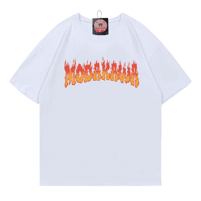 Modakawa T-Shirt mit Flammenbuchstaben-Print - White - 5XL - image 1