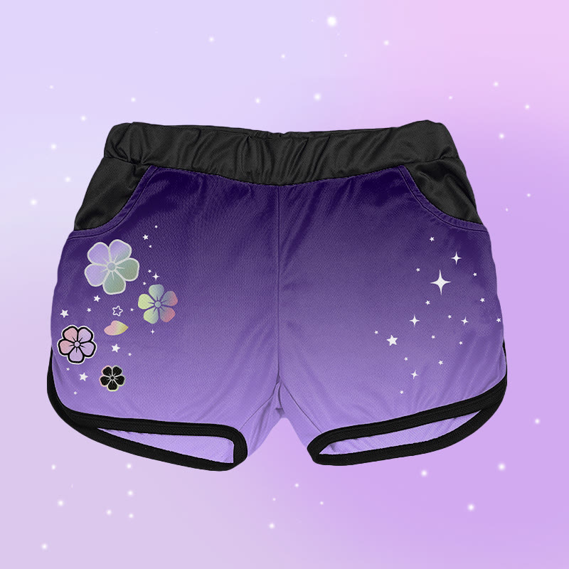 Modakawa Shorts mit Farbverlauf, Blumen- und Sternenmuster - image 1