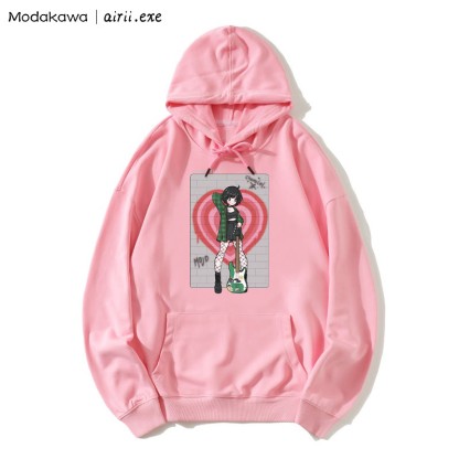 MODAKAWA X airii.exe CHEMICAL Gitarrenmädchen-Buchstabendruck Modakawa Lockerer Hoodie - Pink - 5XL - image 1