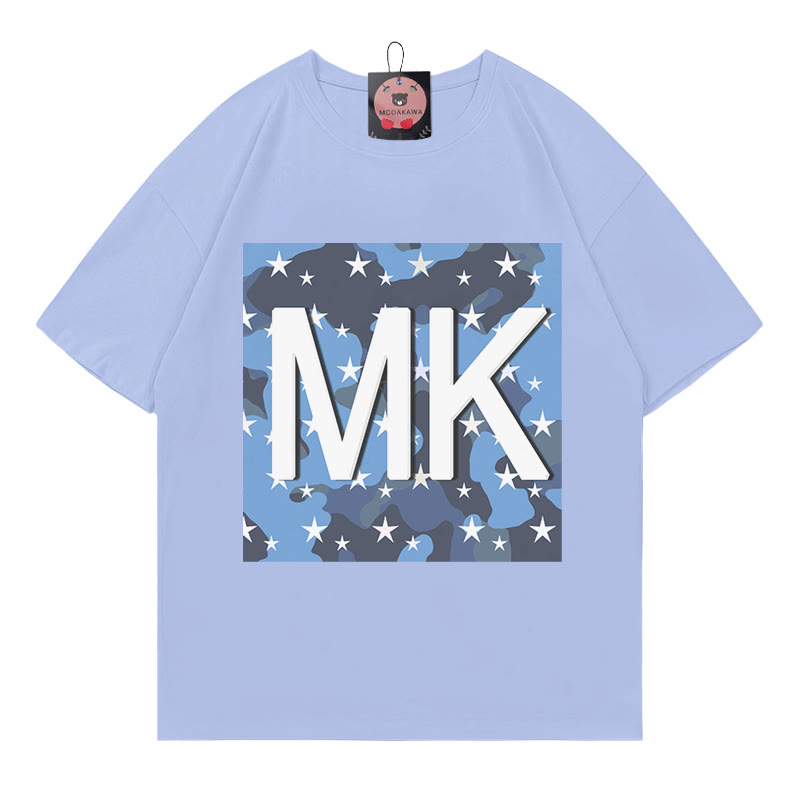 Modakawa T-Shirt mit Camouflage-Stern- und Buchstabenprint - Blue - 5XL - image 3