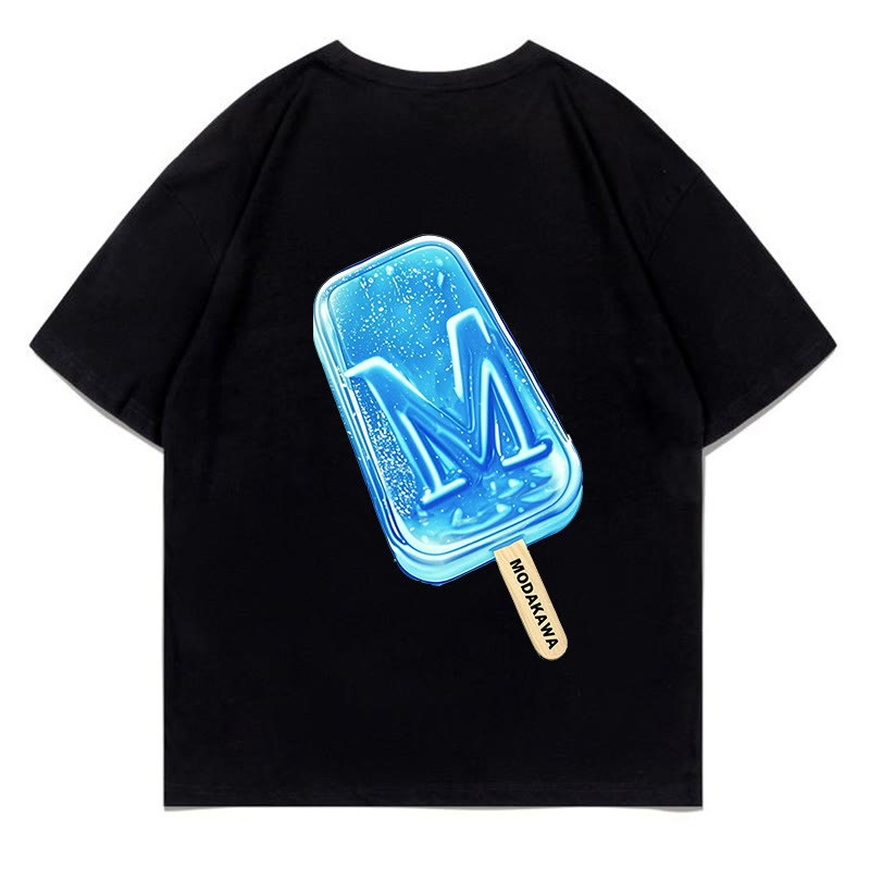 Modakawa T-Shirt mit M Eiscreme-Buchstabenprint - Black - 5XL - image 1