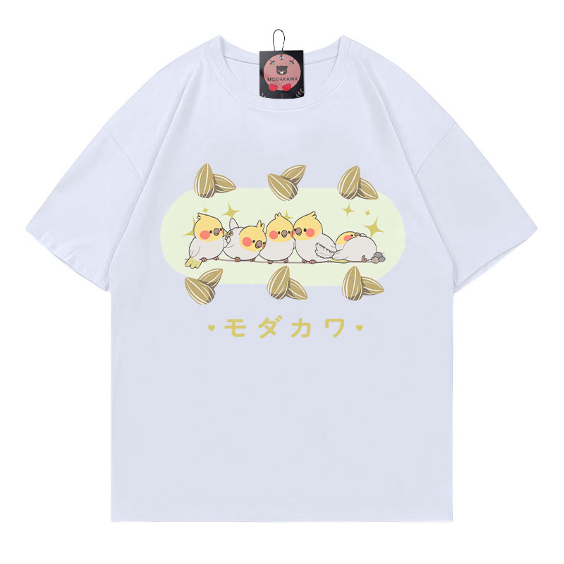 Modakawa T-Shirt mit Vogel-Buchstaben-Print - White - 5XL - image 1