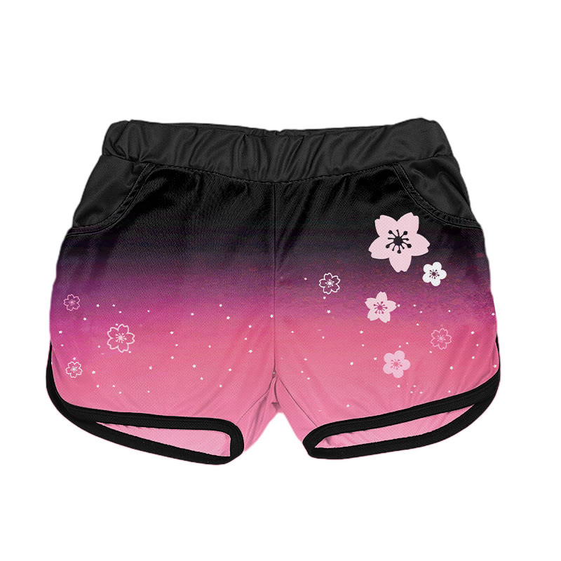 Modakawa Shorts mit Farbverlauf und Sakura-Print - Pink&Black - 5XL - image 2