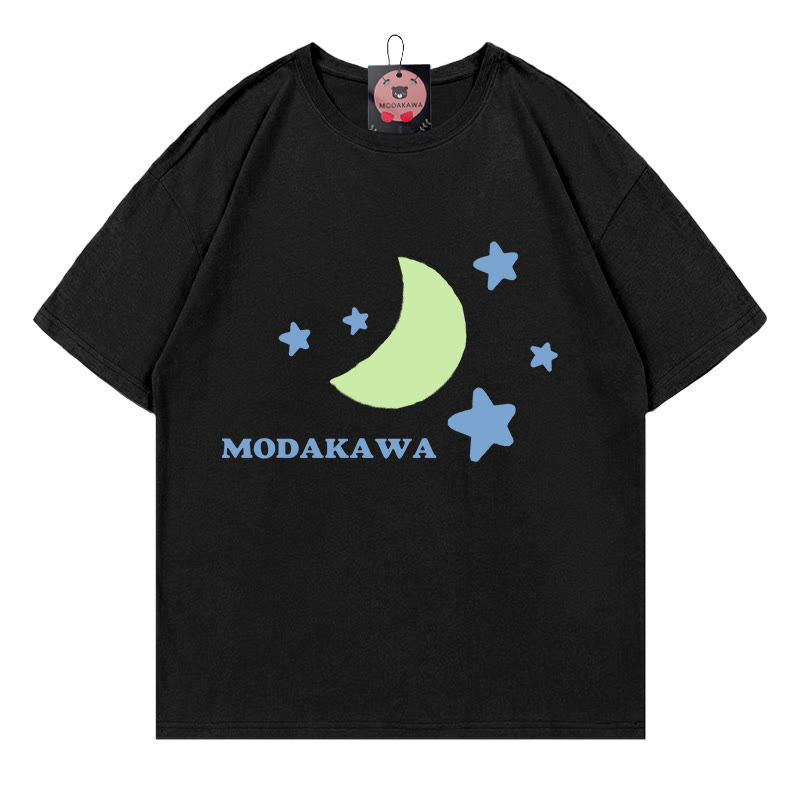 Modakawa T-Shirt mit Mond- und Sternen-Buchstabenprint - Black - 5XL - image 1