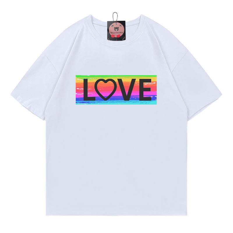 Modakawa T-Shirt mit Regenbogenprint und Liebesmotiv - White - 5XL - image 2