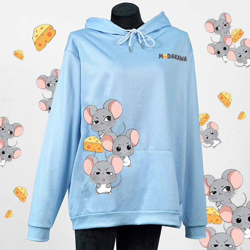 Modakawa Hoodie mit gestapeltem Maus-Buchstabenprint - image 1