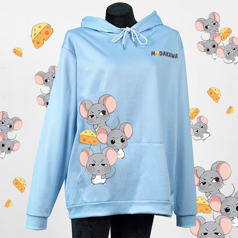 Modakawa Hoodie mit gestapeltem Maus-Buchstabenprint - image 1