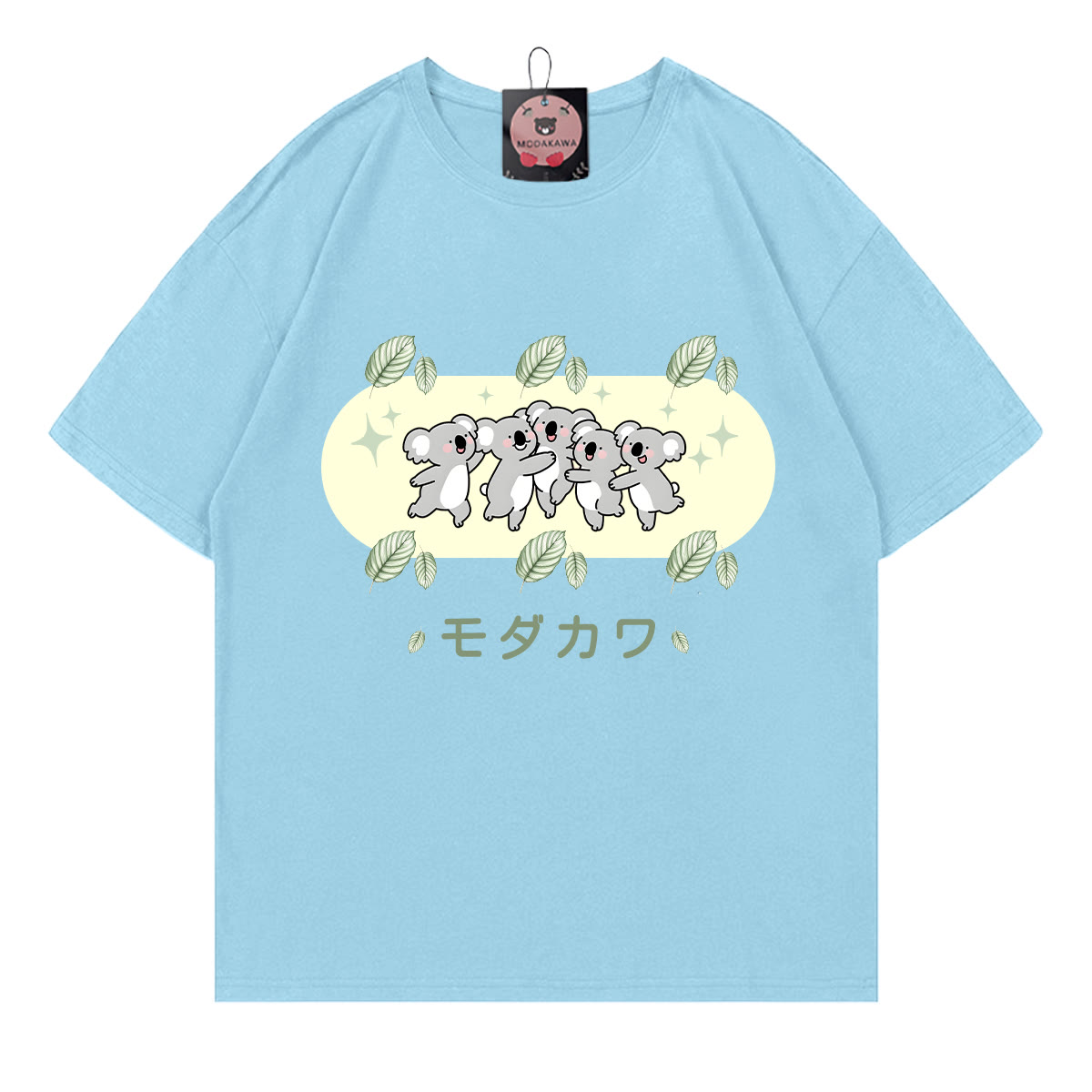 Koala Letter Print Modakawa T-Shirt - Blue - 5XL - image 1