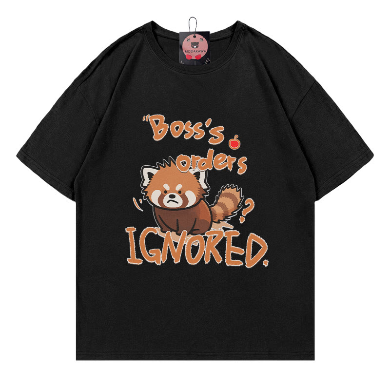 BOSS'S ORDERS IGNORED – Modakawa-T-Shirt mit rotem Panda-Buchstabenprint - Black - 5XL - image 1