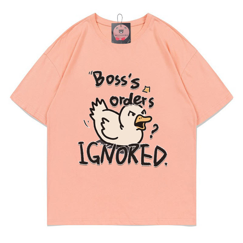 BOSS'S ORDERS IGNORED – Modakawa-T-Shirt mit Entenbuchstaben-Print - Peach - 5XL - image 2