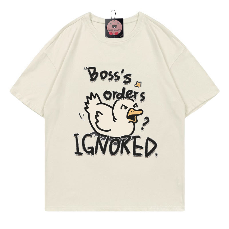 BOSS'S ORDERS IGNORED – Modakawa-T-Shirt mit Entenbuchstaben-Print - Beige - 5XL - image 1