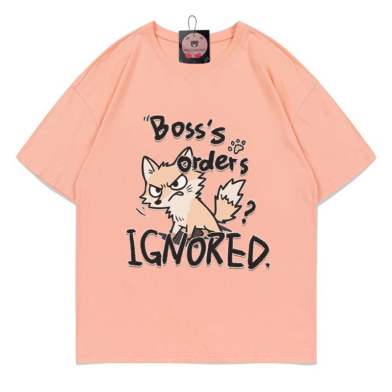 BOSS'S ORDERS IGNORED – Modakawa-T-Shirt mit Fuchs-Buchstabenprint - Peach - 5XL - image 2