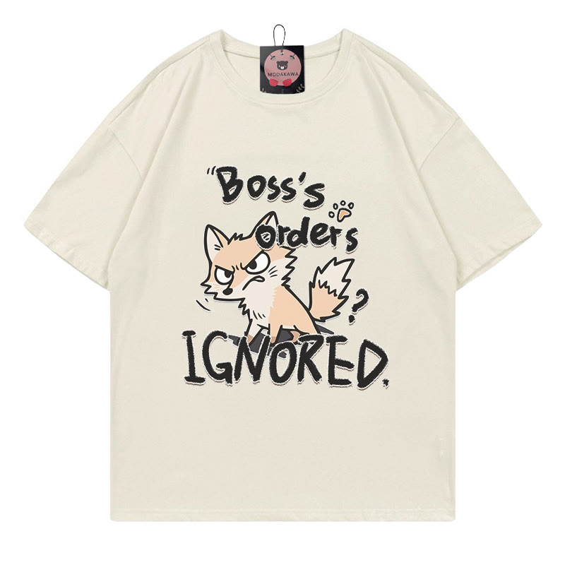 BOSS'S ORDERS IGNORED – Modakawa-T-Shirt mit Fuchs-Buchstabenprint - Beige - 5XL - image 1