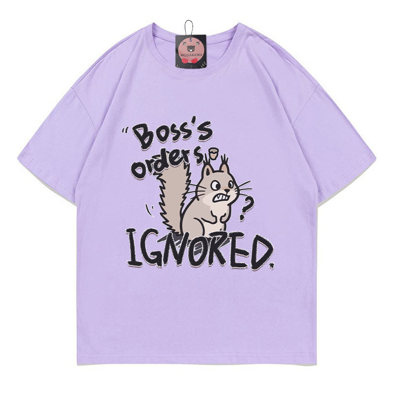 BOSS'S ORDERS IGNORED – Modakawa-T-Shirt mit Eichhörnchen-Briefdruck - Purple - 5XL - image 1