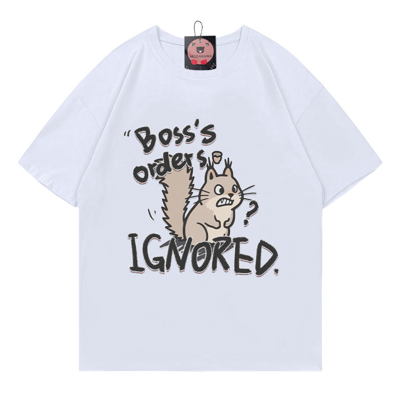 BOSS'S ORDERS IGNORED – Modakawa-T-Shirt mit Eichhörnchen-Briefdruck - White - 5XL - image 4