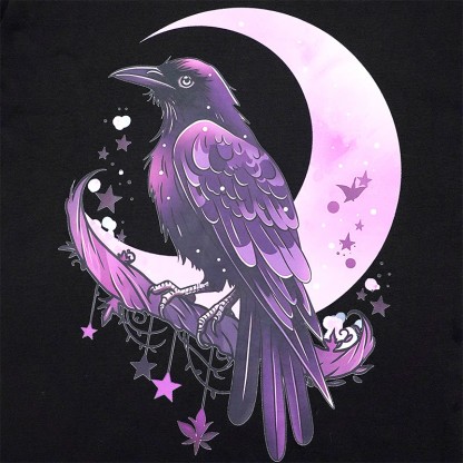 Modakawa T-Shirt mit Vogel- und Mondmuster aus 100 % Baumwolle - image 2