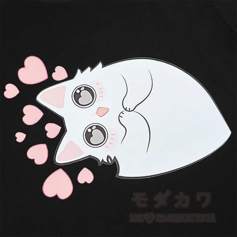 Modakawa T-Shirt mit Katzenmotiv aus 100 % Baumwolle - image 2