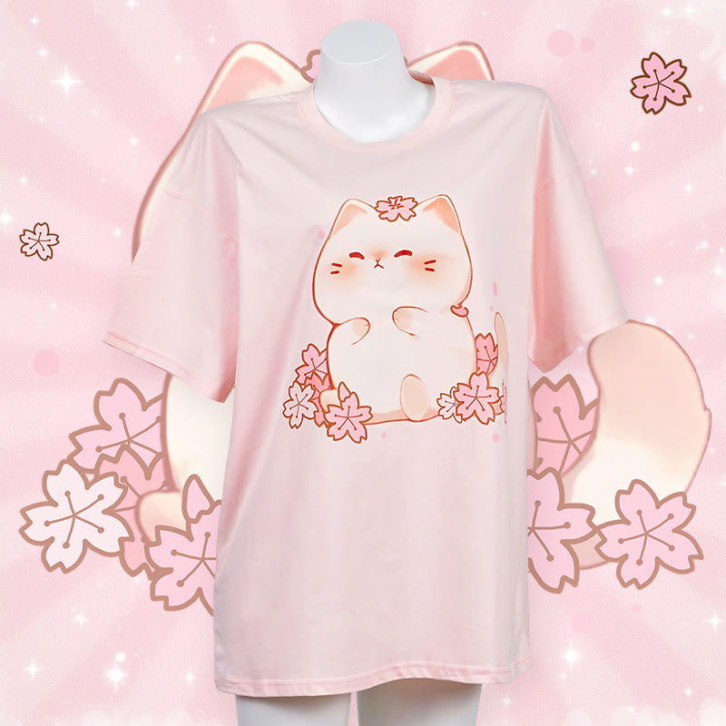 Sakura Kitty Print 100% Baumwolle Modakawa T-Shirt - image 1