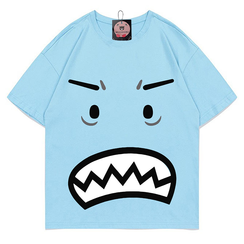 Modakawa T-Shirt mit wütendem Gesichtsausdruck - Blue - 5XL - image 2
