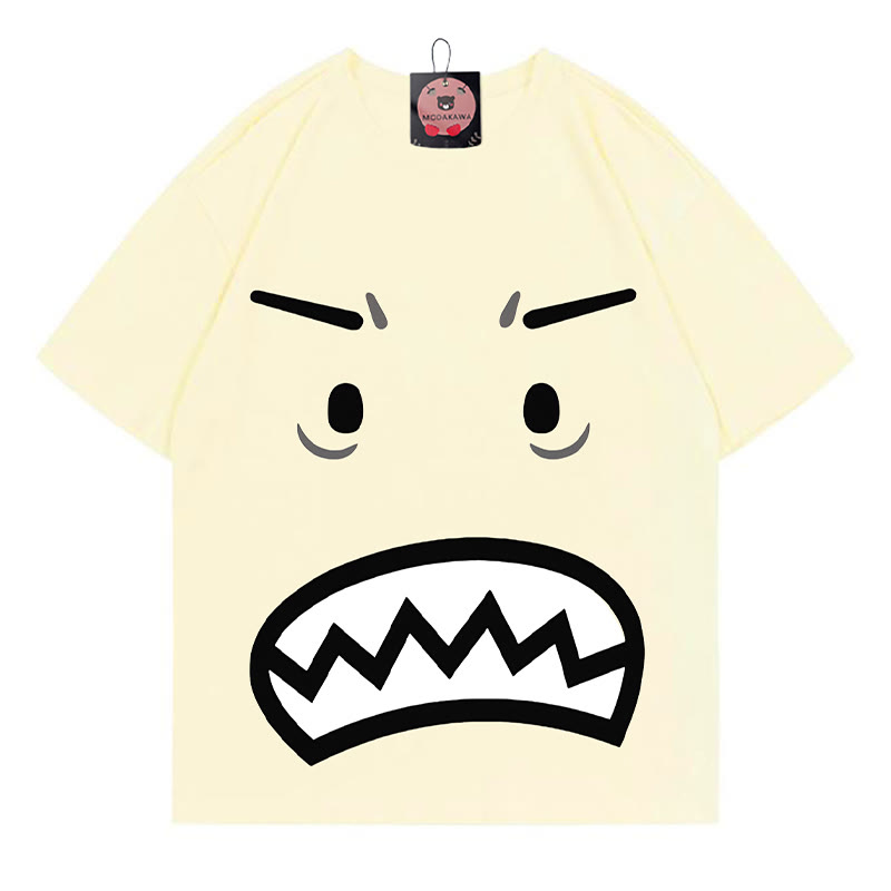 Modakawa T-Shirt mit wütendem Gesichtsausdruck - Apricot - 5XL - image 1