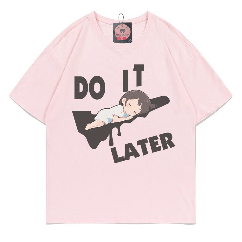 Mach es später! Modakawa T-Shirt mit Schlafmädchen-Print - Pink - 5XL - image 1