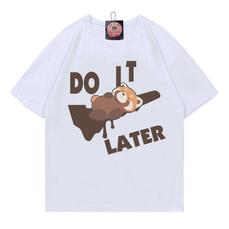 Mach es später! Modakawa T-Shirt mit schlafendem Roten Panda-Print - White - 5XL - image 2
