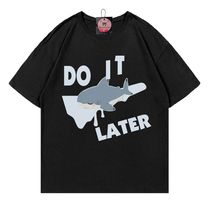 Mach es später! Modakawa T-Shirt mit schlafendem Hai-Print - Black - 5XL - image 2