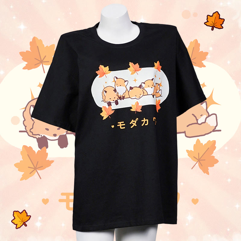 Modakawa T-Shirt mit Fuchs-Buchstabenprint, 100 % Baumwolle - image 1