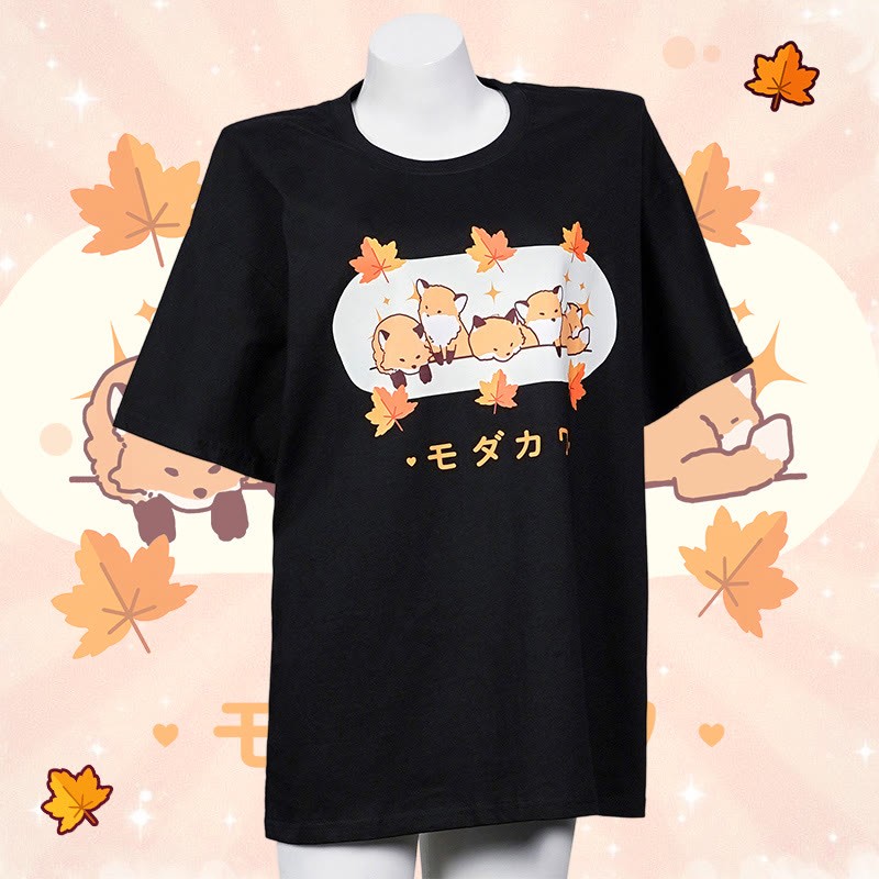Modakawa T-Shirt mit Fuchs-Buchstabenprint, 100 % Baumwolle - image 1
