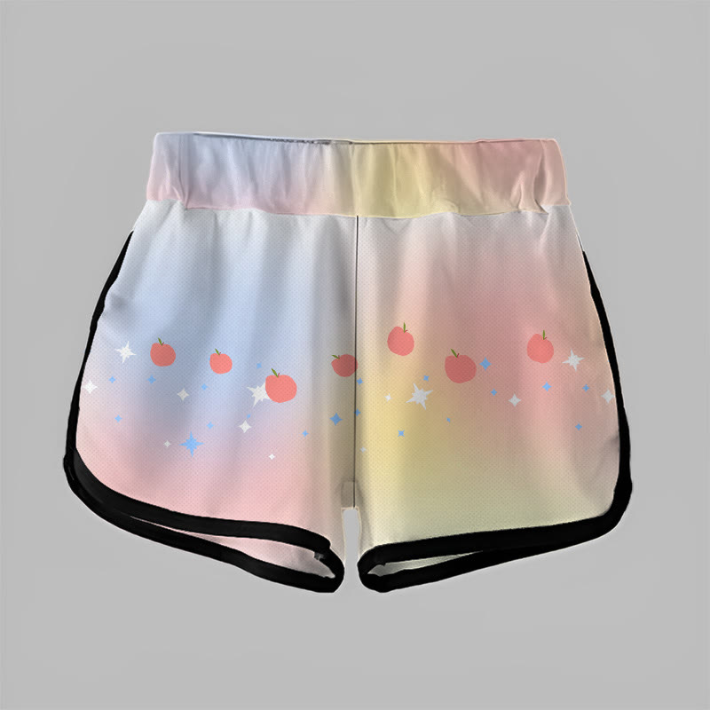 Modakawa Shorts mit Farbverlauf und Apfelbuchstaben-Print - image 2