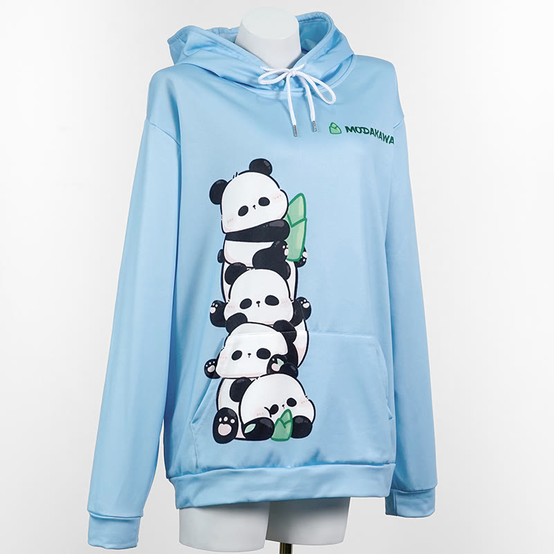 Modakawa Hoodie mit Panda-Buchstabenprint - Blue - 5XL - image 1