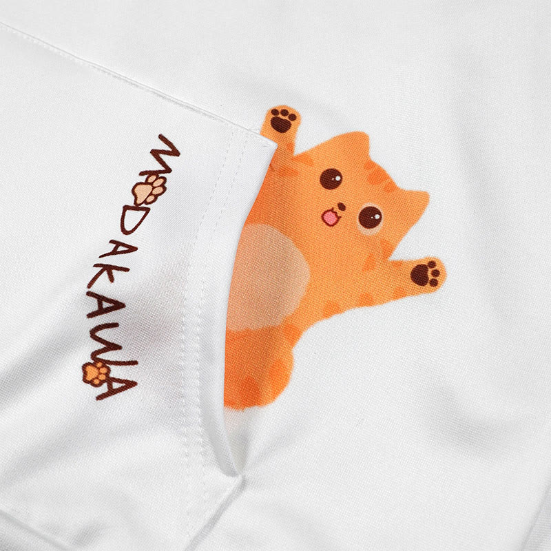 Modakawa Kapuzenpullover mit Farbverlauf und Katzenmotiv-Buchstabenprint - image 5