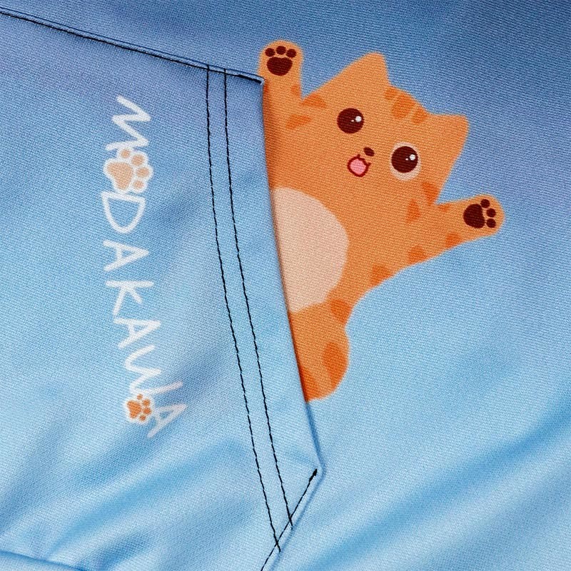 Modakawa Kapuzenpullover mit Farbverlauf und Katzenmotiv-Buchstabenprint - image 2