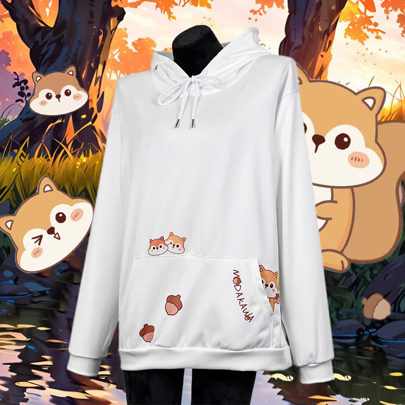 Modakawa Kapuzenpullover mit Farbverlauf und Eichhörnchen-Buchstabenprint - White - 5XL - image 4