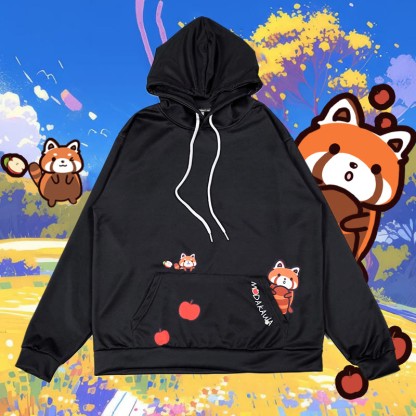 Modakawa Hoodie mit Farbverlauf und rotem Panda-Buchstabenprint, locker geschnitten - image 3