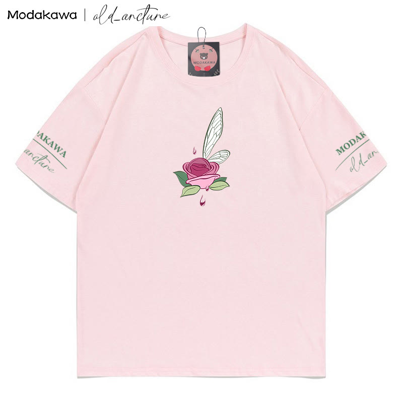 MODAKAWA X old_arcture Rose Angel Parfümflasche Buchstabenprint T-Shirt - image 1