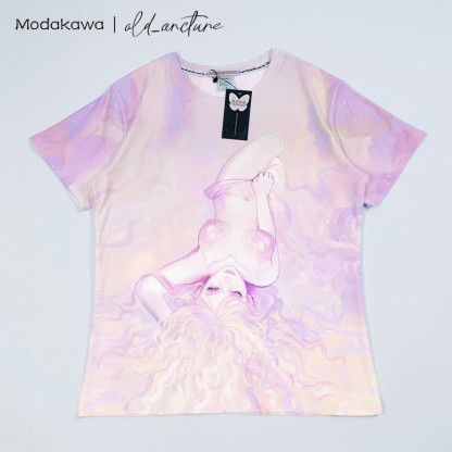 MODAKAWA X old_arcture T-Shirt mit Farbverlauf und Buchstabendruck für Mädchen - Pink - 5XL - image 1