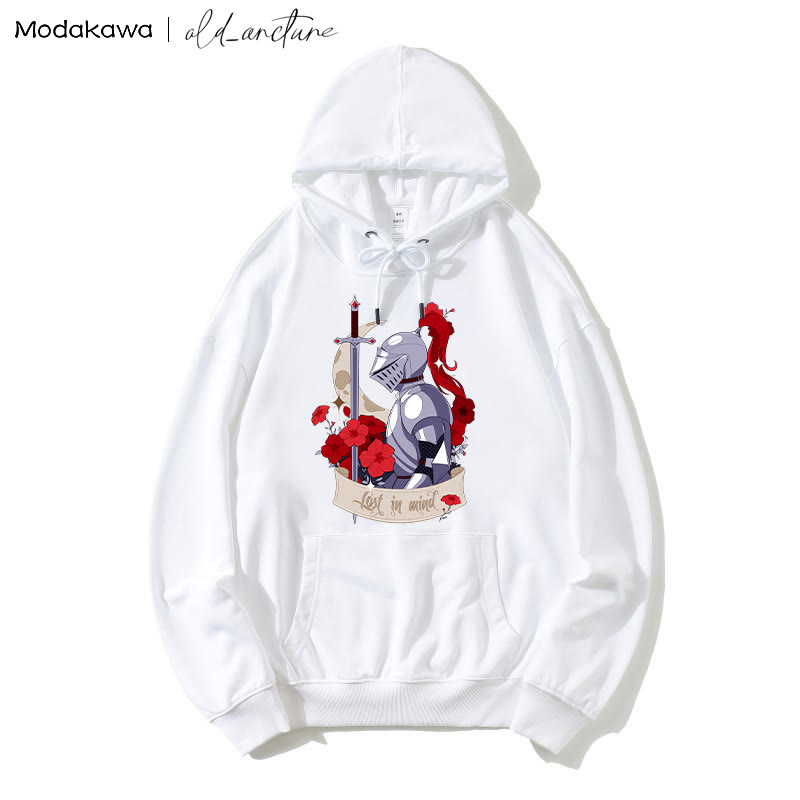 MODAKAWA X old_arcture LOST IN MIND Lockerer Modakawa-Hoodie mit Rosenritter-Print - White - 5XL - image 1