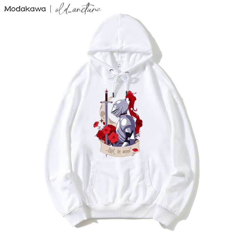 MODAKAWA X old_arcture LOST IN MIND Lockerer Modakawa-Hoodie mit Rosenritter-Print - White - 5XL - image 1