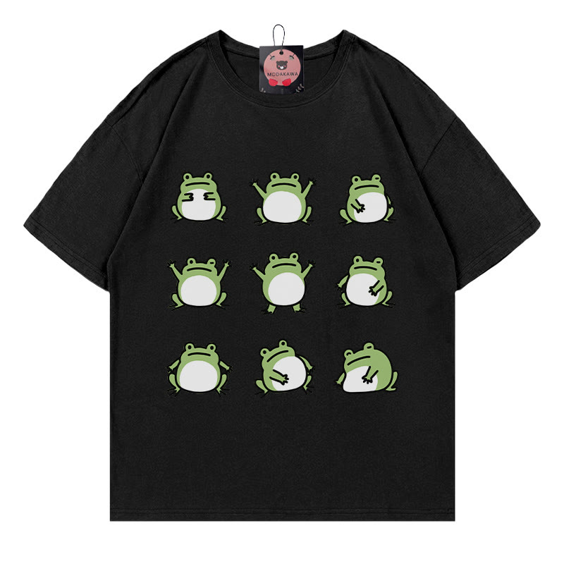 Modakawa T-Shirt mit Froschprint - Black - 5XL - image 1