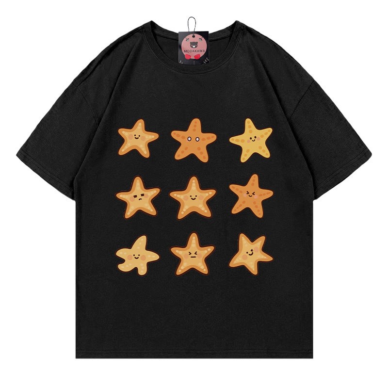 Modakawa T-Shirt mit Seesternmuster - Black - 5XL - image 2