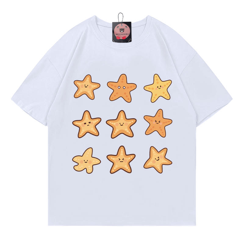 Modakawa T-Shirt mit Seesternmuster - White - 5XL - image 1