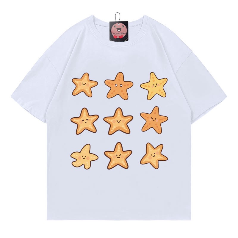 Modakawa T-Shirt mit Seesternmuster - White - 5XL - image 1