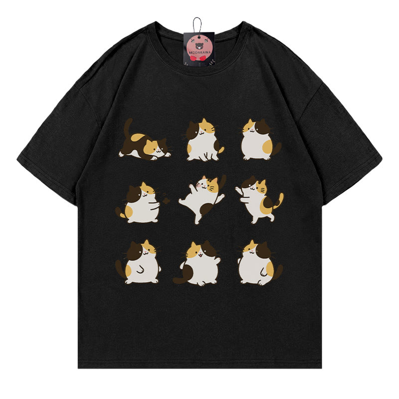 Modakawa T-Shirt mit Katzenmotiv - Black - 5XL - image 2
