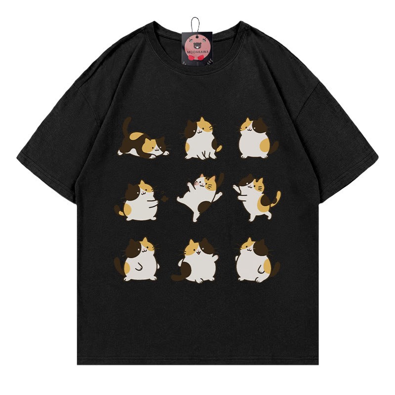 Modakawa T-Shirt mit Katzenmotiv - Black - 5XL - image 2