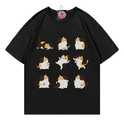 Modakawa T-Shirt mit Katzenmotiv - Black - 5XL - image 2