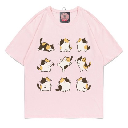 Modakawa T-Shirt mit Katzenmotiv - Pink - 5XL - image 1