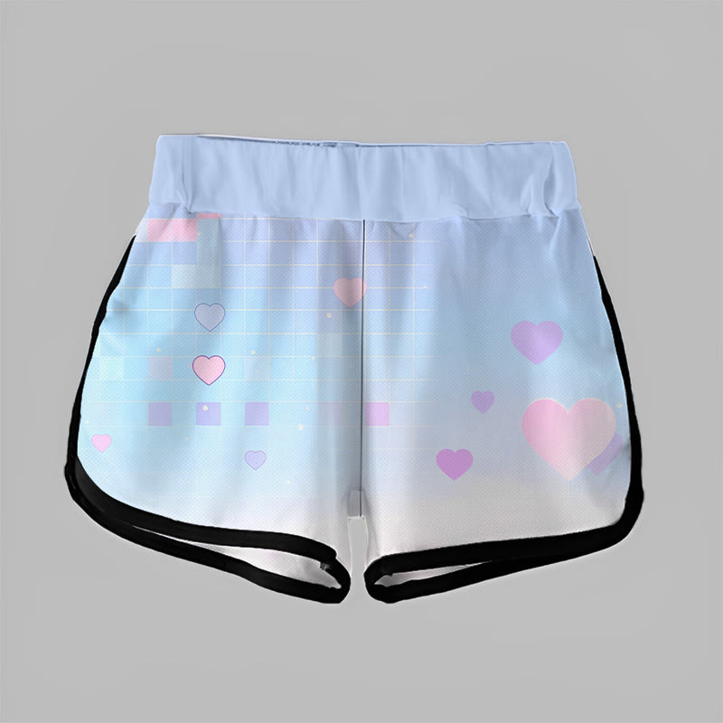 Modakawa Shorts mit Karomuster und Liebesprint - image 2