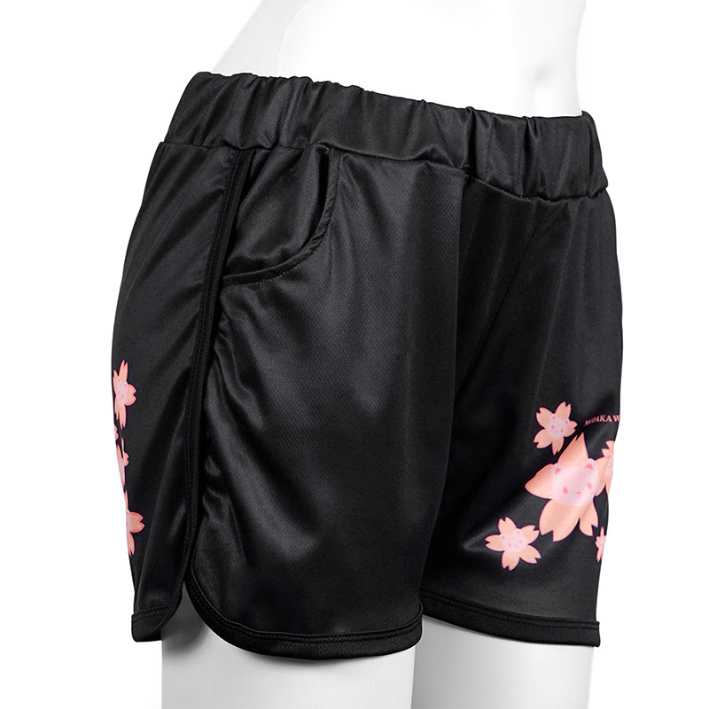 Modakawa Sakura Bear Letter Print Casual Shorts - image 2