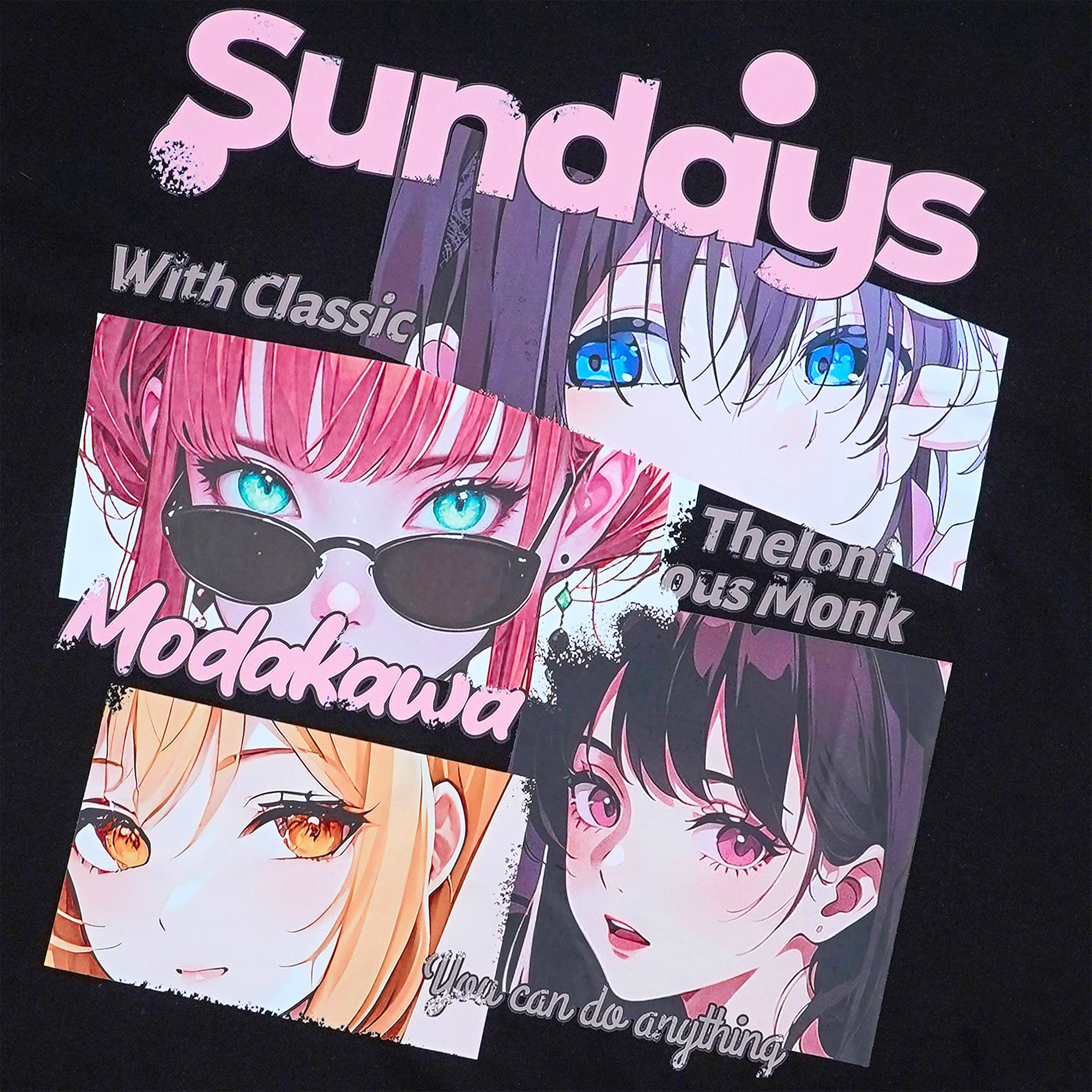 SONNTAGS Anime-Charakter-Buchstabendruck 100% Baumwolle Modakawa T-Shirt - image 2